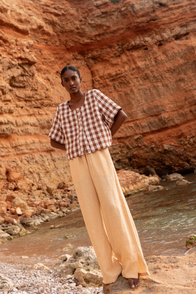 Leah wide linen pants with slits from AmourLinen