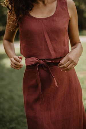 Mini linen crop top PIPPA in Terracotta from AmourLinen