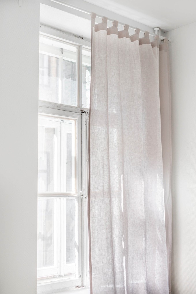 Tab top linen curtain - 53x64" / 135x163cm / Cream from AmourLinen