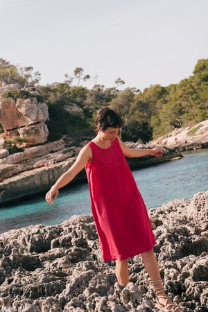 Norah loose linen dress in Sage Green from AmourLinen