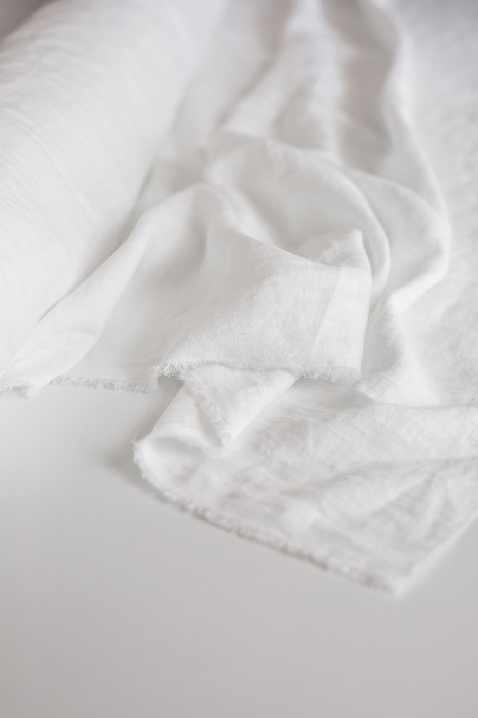 White 95" / 240 cm linen fabric from AmourLinen