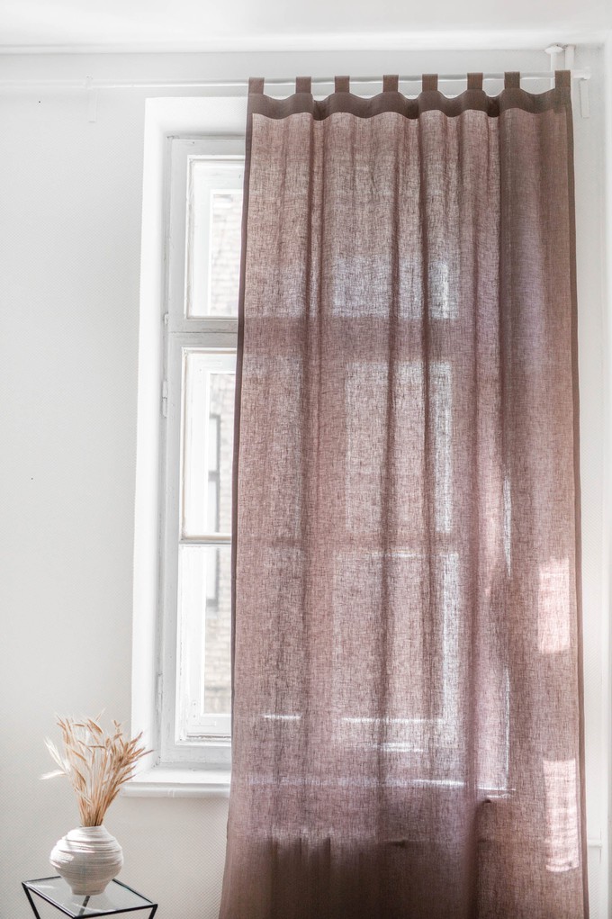 Tab top linen curtain in Rosy Brown from AmourLinen