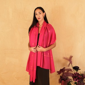 Red Cashmere Shawl with Embroidery from Asneh