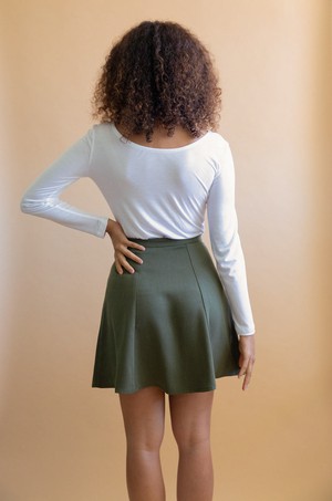 Parrotia khaki skirt from avani apparel