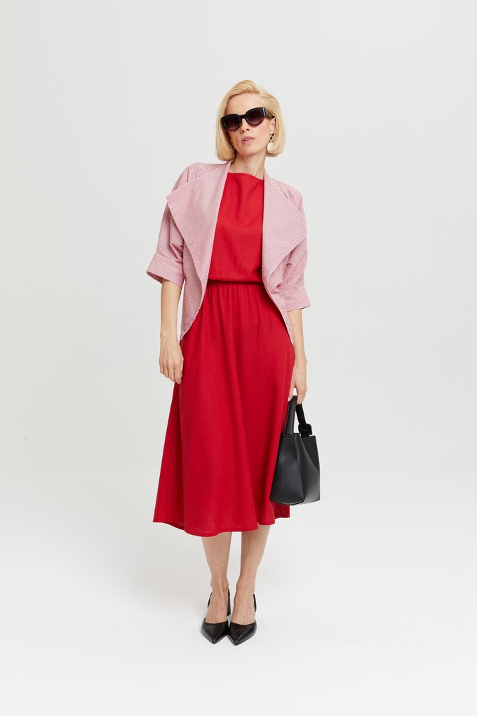 Nane | Linen Dress with Short Sleeves in Red from AYANI