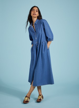 Barbara Organic Denim Midi Dress from Baukjen