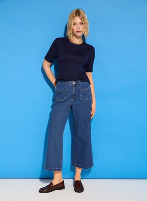 Jena Organic Cotton Stretch Wide Crop Jeans from Baukjen