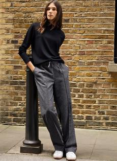 Fera Wool Blend Wide Leg Trousers via Baukjen