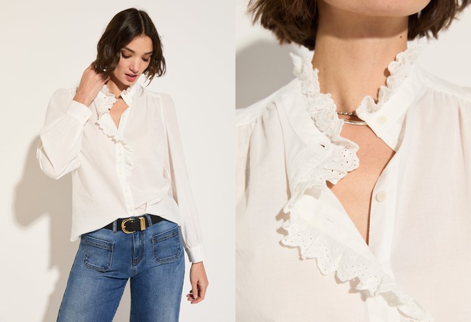 Milla Organic Cotton Broderie Detail Blouse from Baukjen