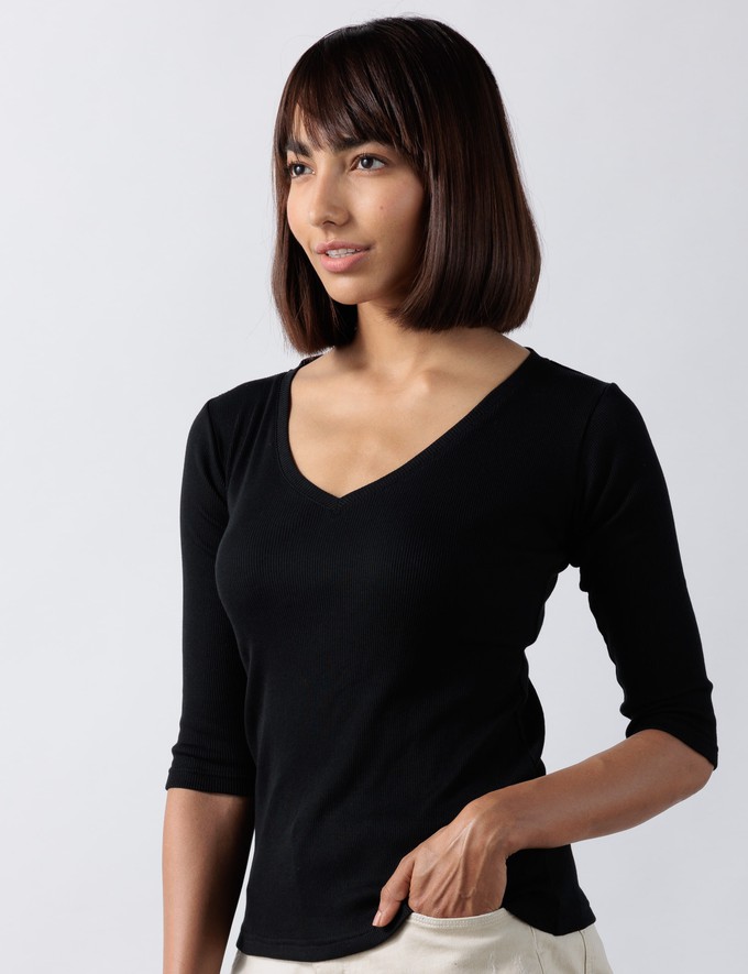 V Neck Rib Top from Bhoomi