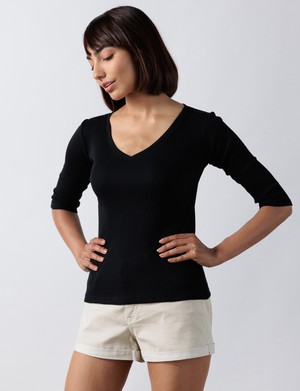 V Neck Rib Top from Bhoomi