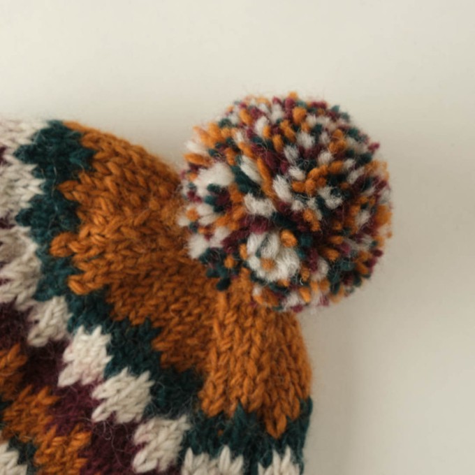 Astrid Fair Isle Wool Bobble Hat from BIBICO