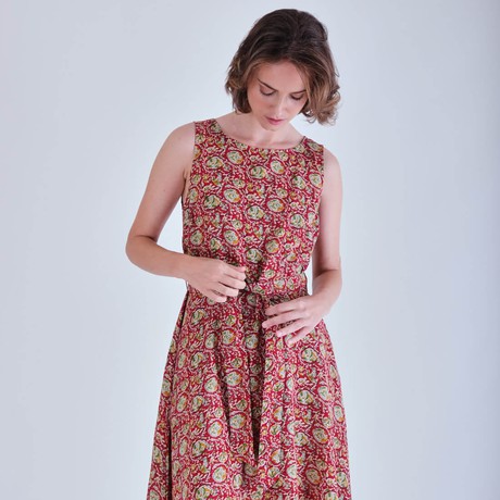 Adelia Paisley Print Cotton Dress from BIBICO