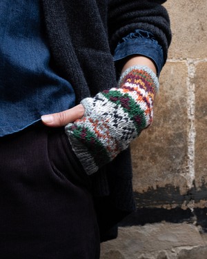 Liv Fair Isle Fingerless Knitted Mittens from BIBICO