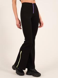 Wicked Zipper Flared Trousers, Cotton, in Black via blondegonerogue