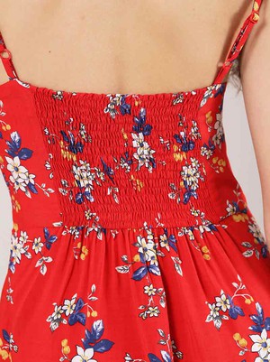 Flower Power Mini Dress, Upcycled Viscose, in Red Flower Print from blondegonerogue