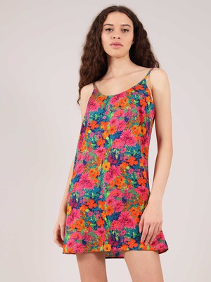 Mini Slip Dress, Upcycled Polyester, in Colourful Print from blondegonerogue