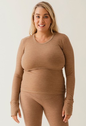 Merino wool nursing top - Brown Melange from Boob Design