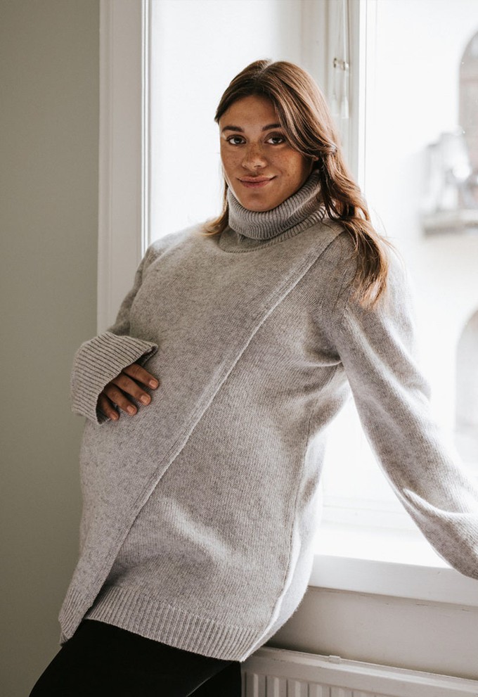 Knitted nursing tunic - Light Grey Melange from Boob Design