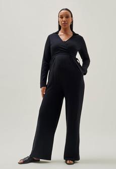 Maternity jumpsuit with collar - Black via Boob Design