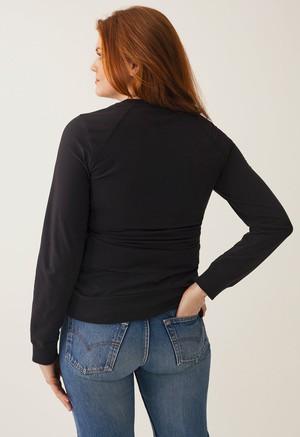 Fleece lined maternity sweatshirt with nursing access - Black from Boob Design