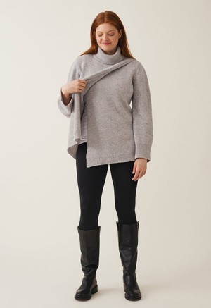 Knitted nursing tunic - Light Grey Melange from Boob Design