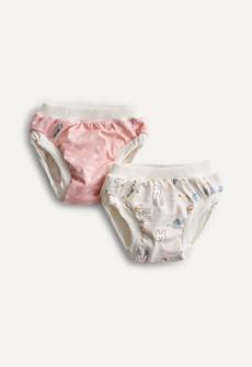 Trainer pants for potty training - Pink Dots - White Teddy via Boob Design