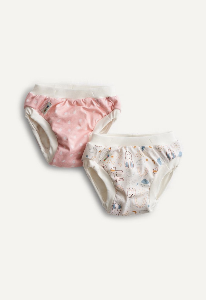 Trainer pants for potty training - Pink Dots - White Teddy from Boob Design