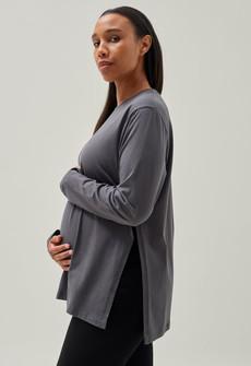 Maternity t-shirt long sleeve - Washed grey via Boob Design