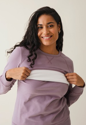 Fleece lined maternity sweatshirt with nursing access - Lavender from Boob Design