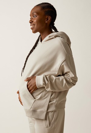 Maternity hoodie with nursing access - Light Beige from Boob Design