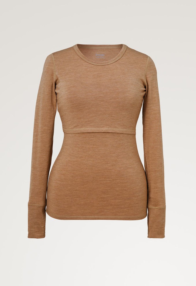 Merino wool nursing top - Brown Melange from Boob Design