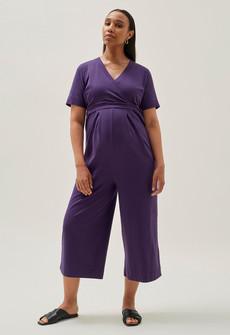 Maternity jumpsuit with nursing access - Purple via Boob Design