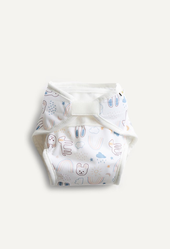 Cloth Diaper Cover for Terry Diaper - White Teddy from Boob Design