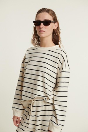 Anneli sweater stripe - birch/black from Brand Mission