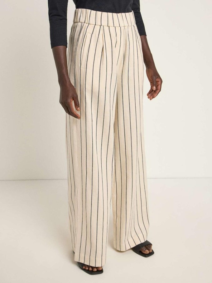 Gestreepte pantalon - creme zwart from Brand Mission