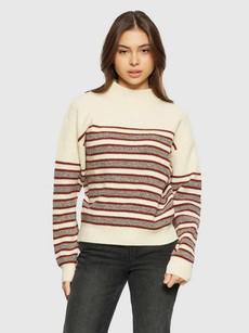 Blocking crewneck trui - brown stripe via Brand Mission