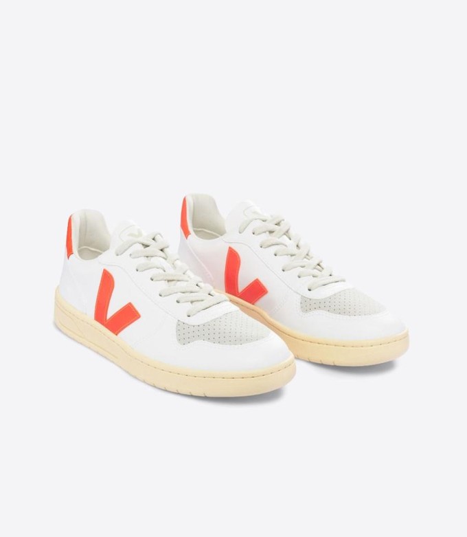 V10 CWL sneaker - white orange fluo (vegan) from Brand Mission