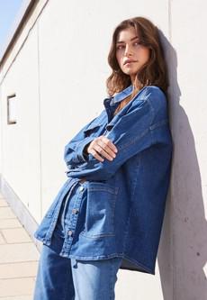 Mille overshirt jasje - washed blue denim via Brand Mission