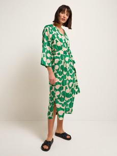 Midi jurk - graphic dots green via Brand Mission