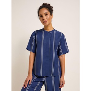 Blouse met mao kraag - stripe night blue from Brand Mission