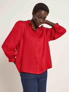 Blouse met plooitjes - rood via Brand Mission