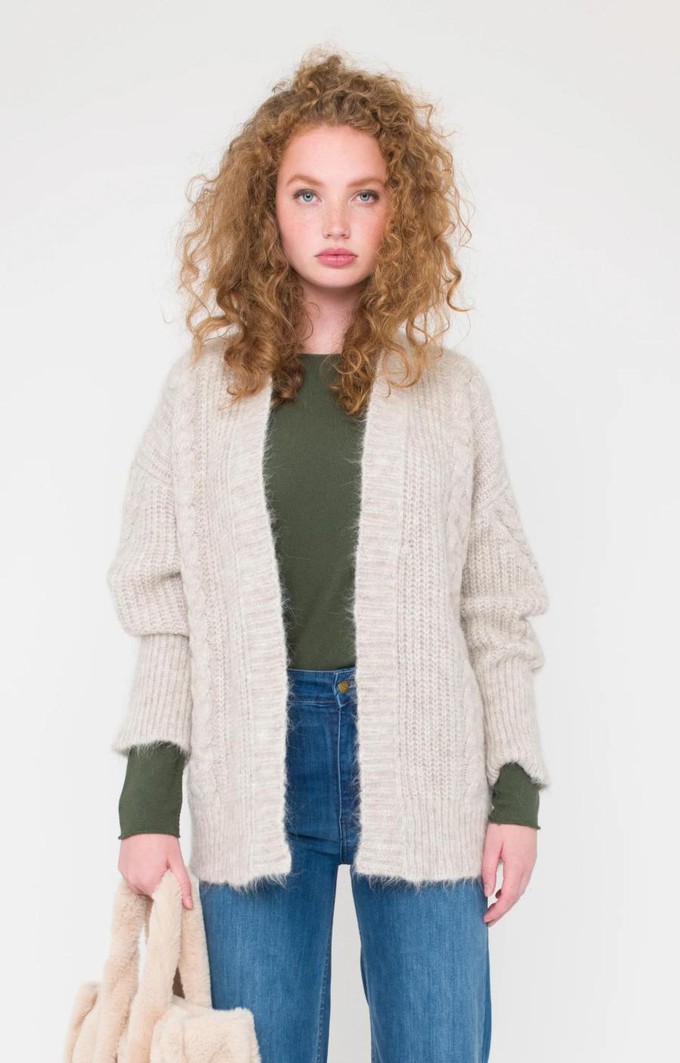 Klaas kabel cardigan - cream from Brand Mission