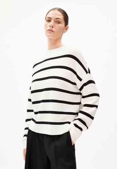 Merinaa trui stripes - oatmilk black via Brand Mission