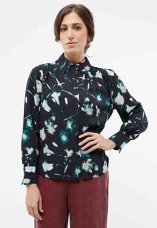 Kasia blouse flowers - black/ teal via Brand Mission