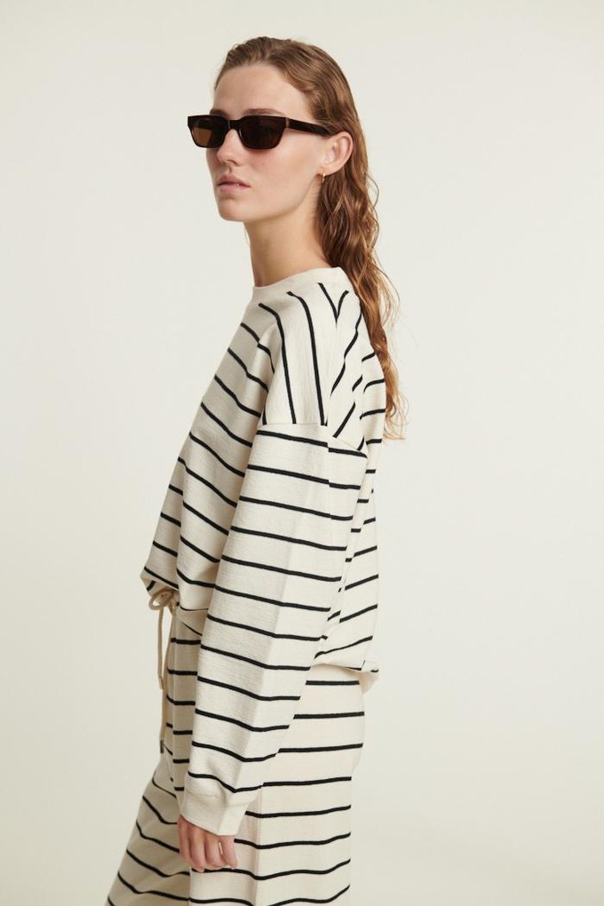 Anneli sweater stripe - birch/black from Brand Mission