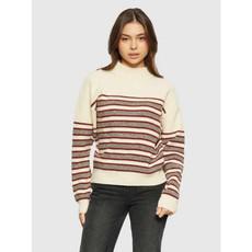 Blocking crewneck trui - brown stripe via Brand Mission