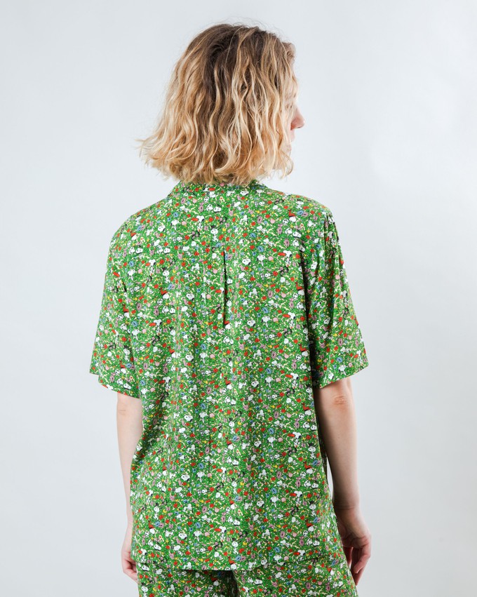 Peanuts Flower Garden Aloha Blouse Green from Brava Fabrics