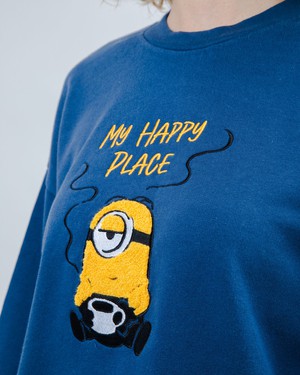 Minions My Happy Place Rounded Sweatshirt Blue from Brava Fabrics