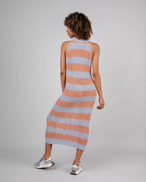 Stripes Knitted Long Dress Orangine from Brava Fabrics